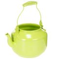 Floristik24 Dekorative Teekanne aus Metall als Blumenvase Ø12 cm Apfelgrün