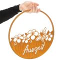 Dekoring Metall Ø38cm Rostoptik mit Blumen und Schriftzug „Auszeit“ | Floristik24.at