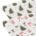 Floristik24 Dekostoff Weihnachten, 35 cm x 120 cm, Tannenbäume und Schleifen, 2 Rollen
