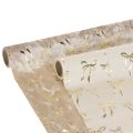 Floristik24 Tischband Dekostoff Polyester 120x35 cm Beige Creme mit Goldenen Schleifen