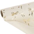 Tischband Dekostoff Polyester 120x35 cm Beige Creme mit Goldenen Schleifen | Floristik24.at