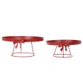 Dekotablett Set 2-teilig aus Metall Rot mit Schleife Ø 30 cm und 25 cm | Floristik24.at