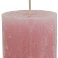 Floristik24 Durchgefärbte Kerzen Rosa Rustic Selbstlöschend 60×110mm 4St