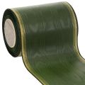 Floristik24 Kranzband Dunkelgrün Moiré Taftband 125mm mit Gold-Perlkante für Dekorationen und Kränze