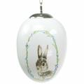 Floristik24 Ei zum Hängen Keramik Weiß Hase Ø5,5cm H7,6cm 12St