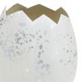 Floristik24 Deko-Ei, Eierhälfte zum Dekorieren, Osterdeko Ø10,5cm H14,5cm Weiß, Silbern 3St