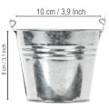 Eimer Zink Ø10cm H8cm Silber mit Holzgriff 10 Stück | Floristik24.at