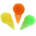 Floristik24 Eiscreme in der Waffel künstlich Grün, Gelb, Orange Sortiert 3,5cm 18St