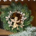 Floristik24 Engel-Kranz, Weihnachtsdeko, Engel zum Hängen, Metallanhänger Golden H14cm B15,5