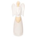 Floristik24 Engel-Figur aus Keramik, Cremeweiß, mit Herz, Höhe 23 cm