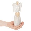 Engel-Figur aus Keramik, Cremeweiß, mit Herz, Höhe 23 cm | Floristik24.at
