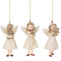 Floristik24 Deko-Engel Baumschmuck aus Polyresin, 10 cm, Beige/Weiß/Rot, 3er-Set