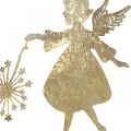 Floristik24 Engel mit Pusteblume, Metalldeko für Weihnachten, Dekofigur Advent Golden Antik-Optik H27,5cm