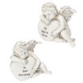 Floristik24 Engel-Figuren aus Polyresin mit Herz und Inschrift 13cm Grau 2er-Set