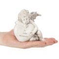 Engel-Figuren aus Polyresin mit Herz und Inschrift 13cm Grau 2er-Set | Floristik24.at