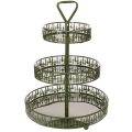 Floristik24 Metall-Etagere mit drei Etagen und Tannenmuster, rund, 49 cm, Grün
