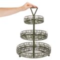 Metall-Etagere mit drei Etagen und Tannenmuster, rund, 49 cm, Grün | Floristik24.at