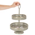 Deko-Etagere aus Metall zweistöckig mit Sternmotiv 49 cm mint-gold | Floristik24.at