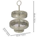 Deko-Etagere aus Metall zweistöckig mit Sternmotiv 49 cm mint-gold | Floristik24.at