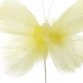 Floristik24 Deko-Schmetterlinge am Draht, Frühlingsdeko, Federschmetterlinge in Gelbtönen 6St