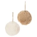 Floristik24 Deko Anhänger Pompon Kugel 10cm aus Synthetik in Weiß oder Braun