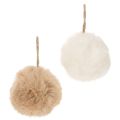 Floristik24 Deko-Pompons aus Kunstfell, 7 cm Durchmesser, Weiß und Beige, 6er-Set
