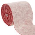 Floristik24 Filzband aus 100 % Wolle, zweifarbig Weiß/Rot, 15 cm x 5 m, als Topfband