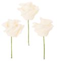 Floristik24 Künstliche Rose cremefarben 10 cm mit Drahtstiel 100 Stück