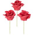 Floristik24 Künstliche Rose aus Schaumstoff Rot mit Drahtstiel 5 cm 100 Stück