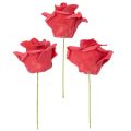 Künstliche Rose aus Schaumstoff Rot mit Drahtstiel 5 cm 100 Stück | Floristik24.at