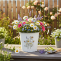 Blumentopf Metall Übertopf Weiß Ø12,5cm H11,5cm Margeriten-Motiv | Floristik24.at