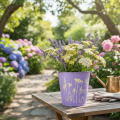 Blumentopf Metall Übertopf Lila mit Blumenmotiv Ø10cm H10,5cm | Floristik24.at