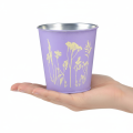 Blumentopf Metall Übertopf Lila mit Blumenmotiv Ø10cm H10,5cm | Floristik24.at