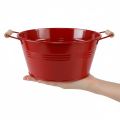 Deko-Schale Metall mit Griffen Ø29cm Rot H14,5cm | Floristik24.at