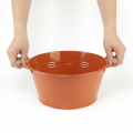 Deko-Schale Metall mit Griffen Ø29cm Orangebraun für Innen- und Außendekoration | Floristik24.at