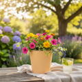 Übertopf Metall Blumenübertopf Ø13,5cm H12,5cm Pastell Orange | Floristik24.at
