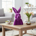 Dekofigur Hase Denkend Beflockt Lila 16,5×13×27 cm Kunstharz Ostern | Floristik24.at