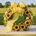 Kranzband aus Acetat und Polyester 125mm Gelb mit Goldverzierung 25m | Floristik24.at