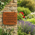 Gartenschild aus Metall mit Spruch „Unkraut“ Rostoptik 35×30cm für den Außenbereich | Floristik24.at