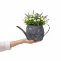 Metallkanne mit Rillen Schwarz 12,5cm Vintage Stil | Floristik24.at