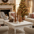 Deko-Tannenbaum künstlich schlank mit Holzfuß 40cm Senfgelb 3er-Set | Floristik24.at