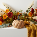 Holz Kürbis mit Metallstiel 12cm Natur Schwarz Herbstdeko Innenbereich | Floristik24.at
