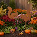 Gartenstecker Eichhörnchen aus Metall mit Rostoptik 52cm 2er-Set | Floristik24.at