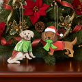 Weihnachtsanhänger Hund 2er-Set 12cm Metall mit Naturfaser | Floristik24.at