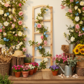 Holz-Fensterrahmen zur Wanddekoration, 100 cm, naturfarben | Floristik24.at