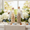Glasflaschen-Set mit Muschelfüllung und Anhänger, 17 cm, 2 Stück | Floristik24.at