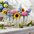 Glasflasche zylindrisch mit Muster klar 15 cm als Dekovase 6er Set | Floristik24.at