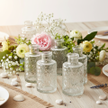 Mini Glasvase mit Rautenmuster transparent 9 cm 6er-Set | Floristik24.at