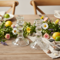 Kerzenhalter aus transparentem Glas, 12 cm, 2er-Set, klassische Tischdekoration | Floristik24.at