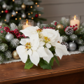 Künstlicher Weihnachtsstern aus Kunststoff und Kunstseide in Weiß, 40cm | Floristik24.at